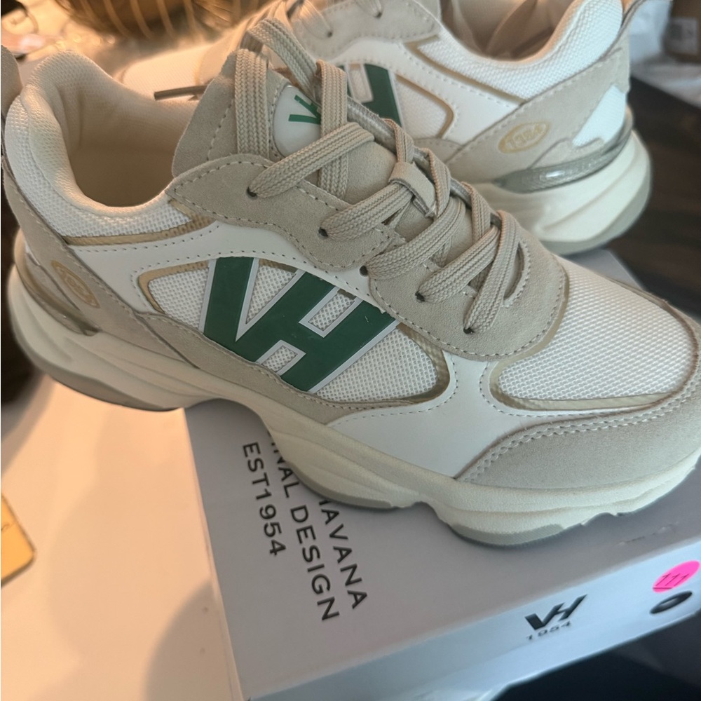 Vintage Havana Cream and Green Chunky Sneakers